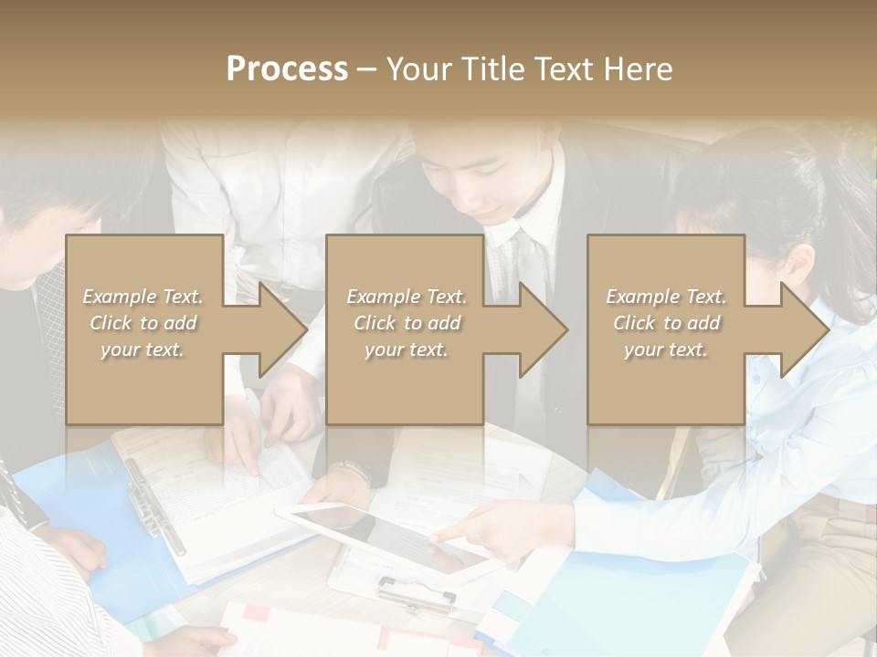 A Group Of People Sitting Around A Table With Papers PowerPoint Template