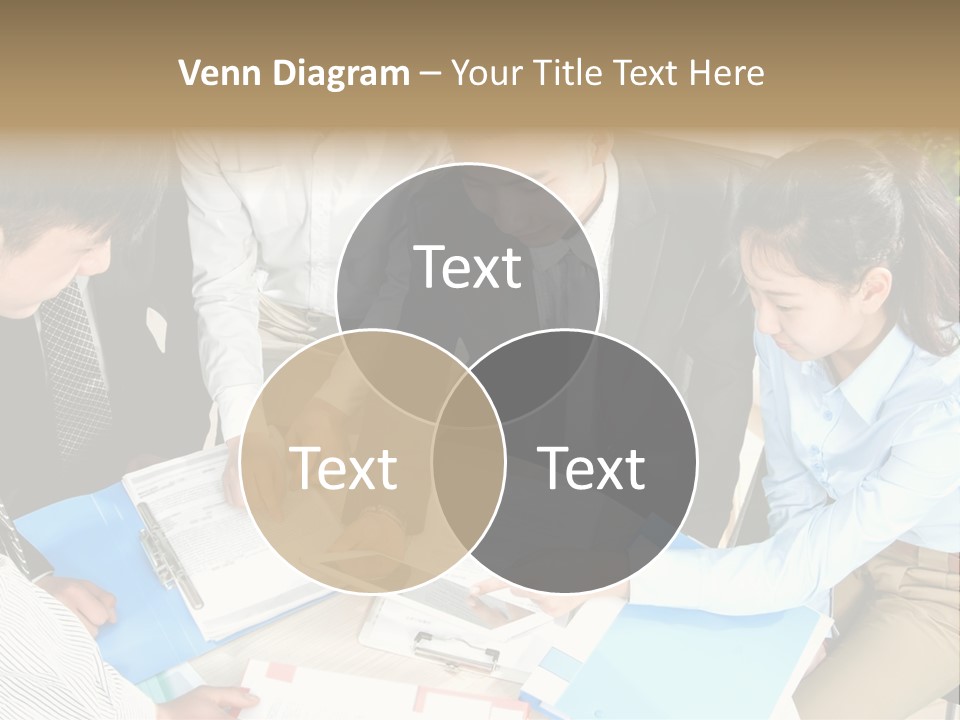 A Group Of People Sitting Around A Table With Papers PowerPoint Template