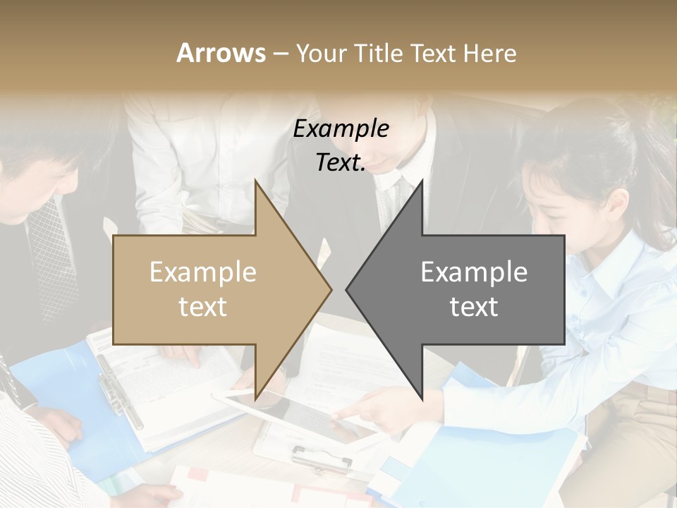 A Group Of People Sitting Around A Table With Papers PowerPoint Template
