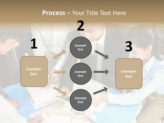 A Group Of People Sitting Around A Table With Papers PowerPoint Template