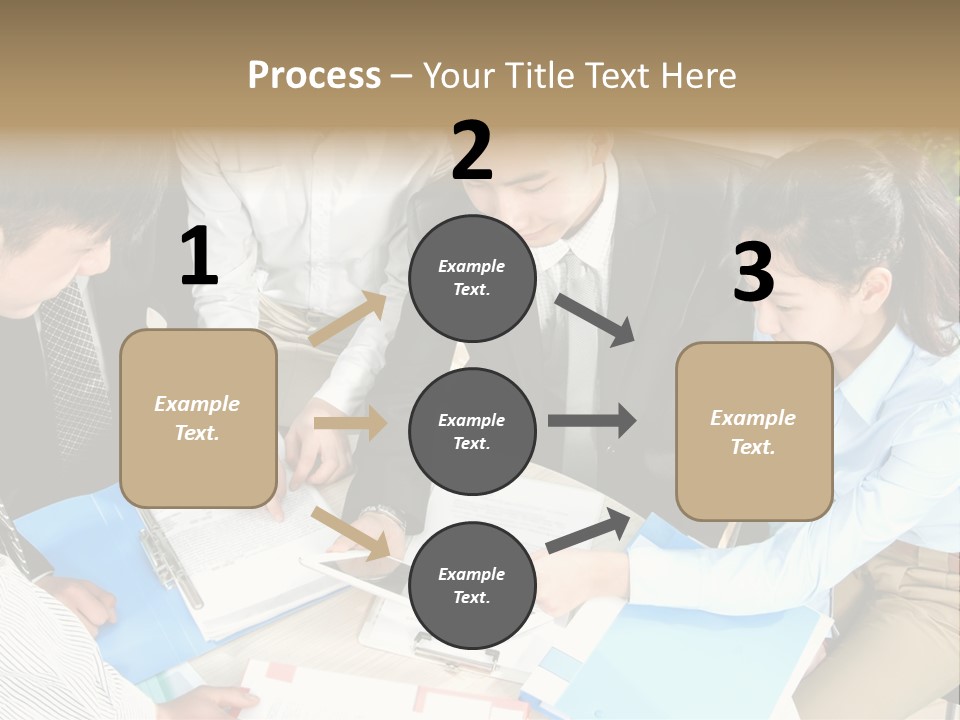A Group Of People Sitting Around A Table With Papers PowerPoint Template