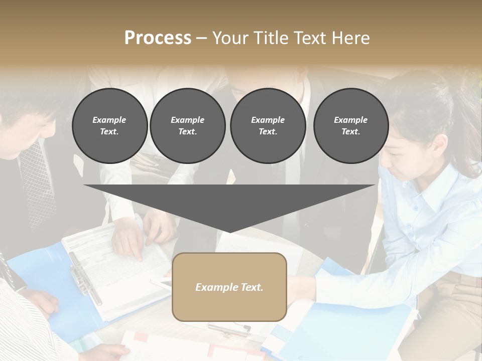 A Group Of People Sitting Around A Table With Papers PowerPoint Template