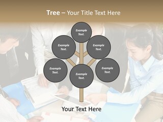 A Group Of People Sitting Around A Table With Papers PowerPoint Template