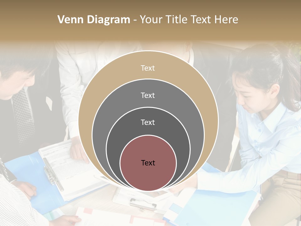 A Group Of People Sitting Around A Table With Papers PowerPoint Template