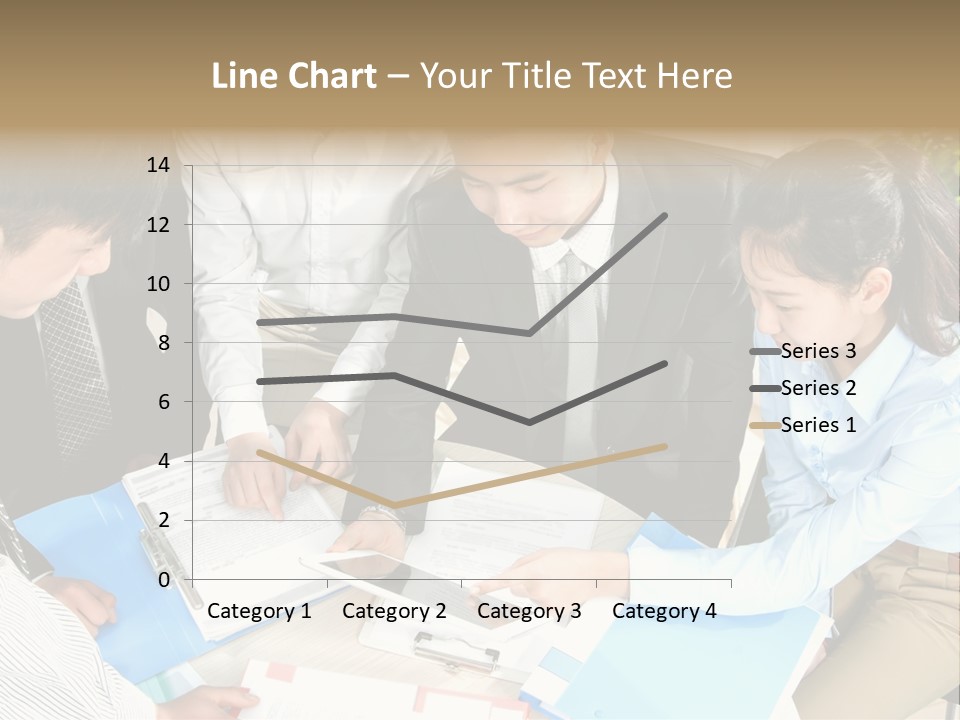 A Group Of People Sitting Around A Table With Papers PowerPoint Template