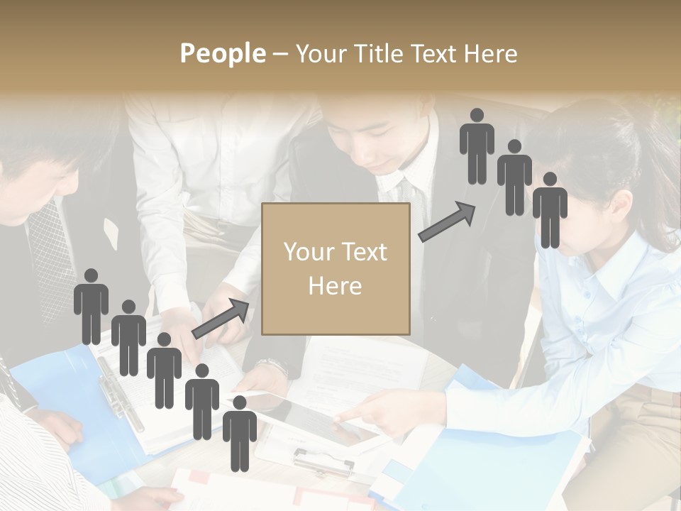 A Group Of People Sitting Around A Table With Papers PowerPoint Template