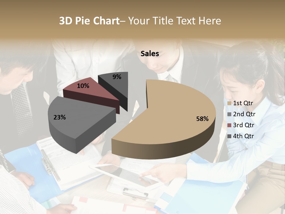 A Group Of People Sitting Around A Table With Papers PowerPoint Template