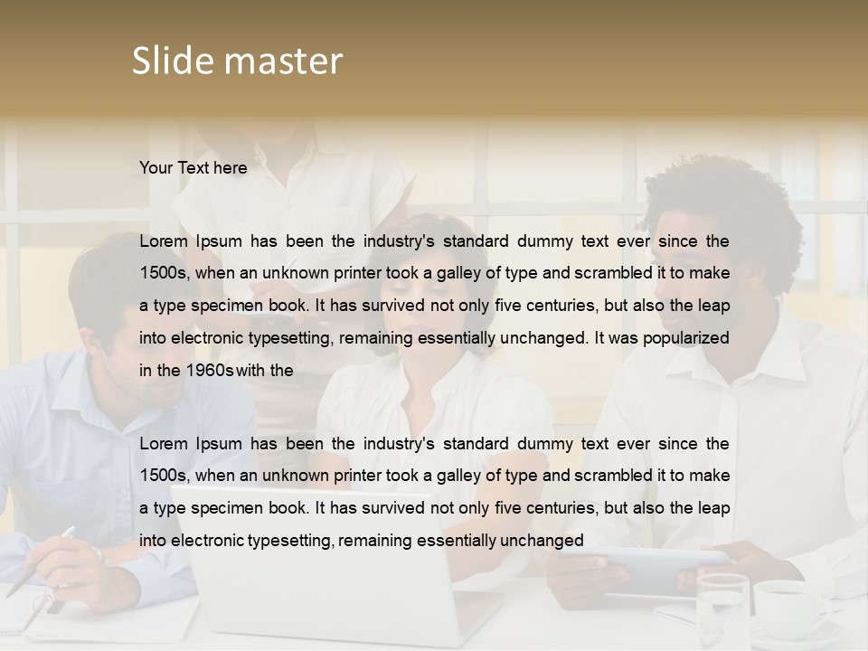 A Group Of People Sitting Around A Laptop Computer PowerPoint Template