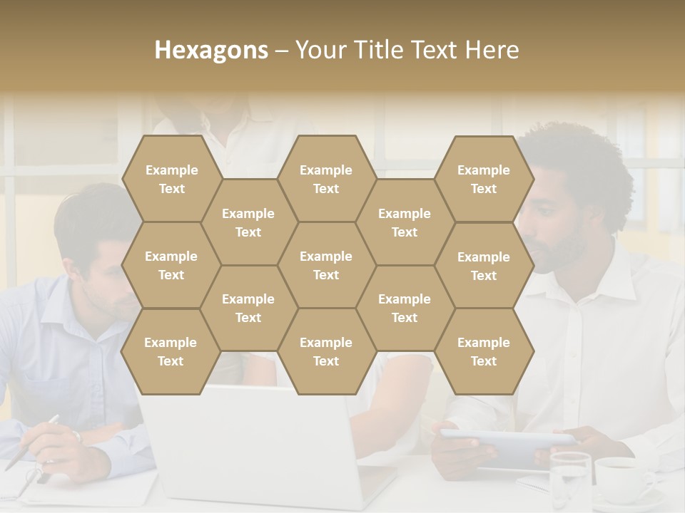 A Group Of People Sitting Around A Laptop Computer PowerPoint Template