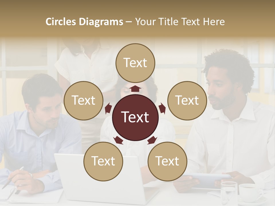 A Group Of People Sitting Around A Laptop Computer PowerPoint Template