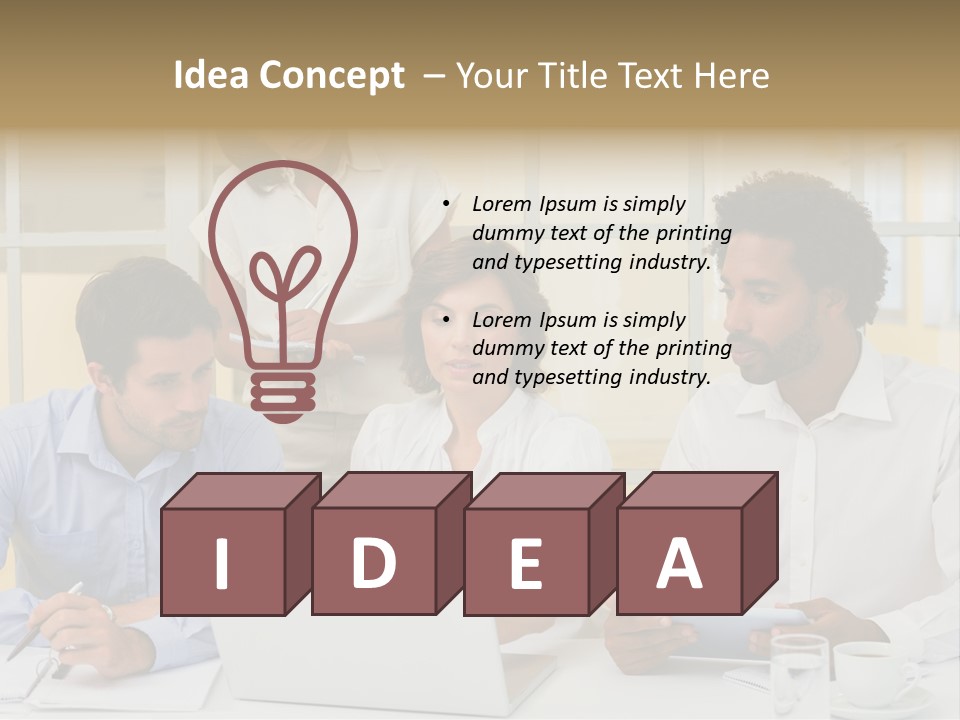 A Group Of People Sitting Around A Laptop Computer PowerPoint Template