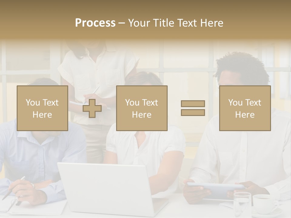 A Group Of People Sitting Around A Laptop Computer PowerPoint Template