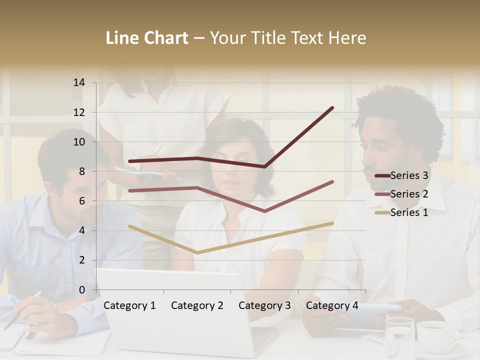 A Group Of People Sitting Around A Laptop Computer PowerPoint Template