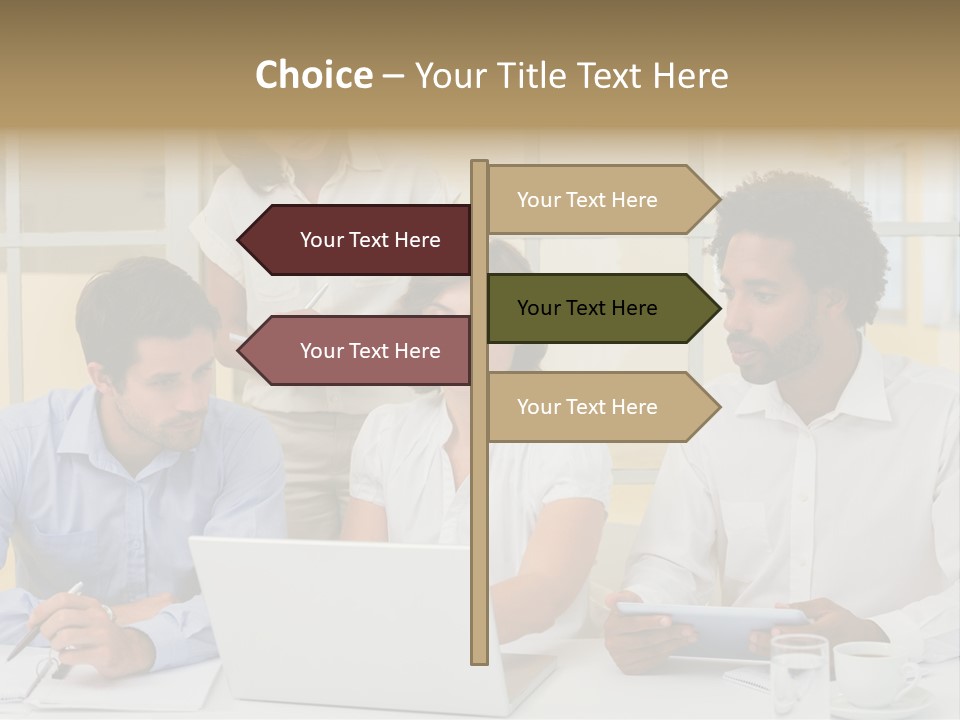 A Group Of People Sitting Around A Laptop Computer PowerPoint Template