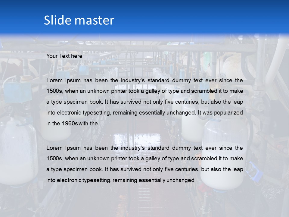 A Dairy Factory With Cows And Milk In Bottles PowerPoint Template