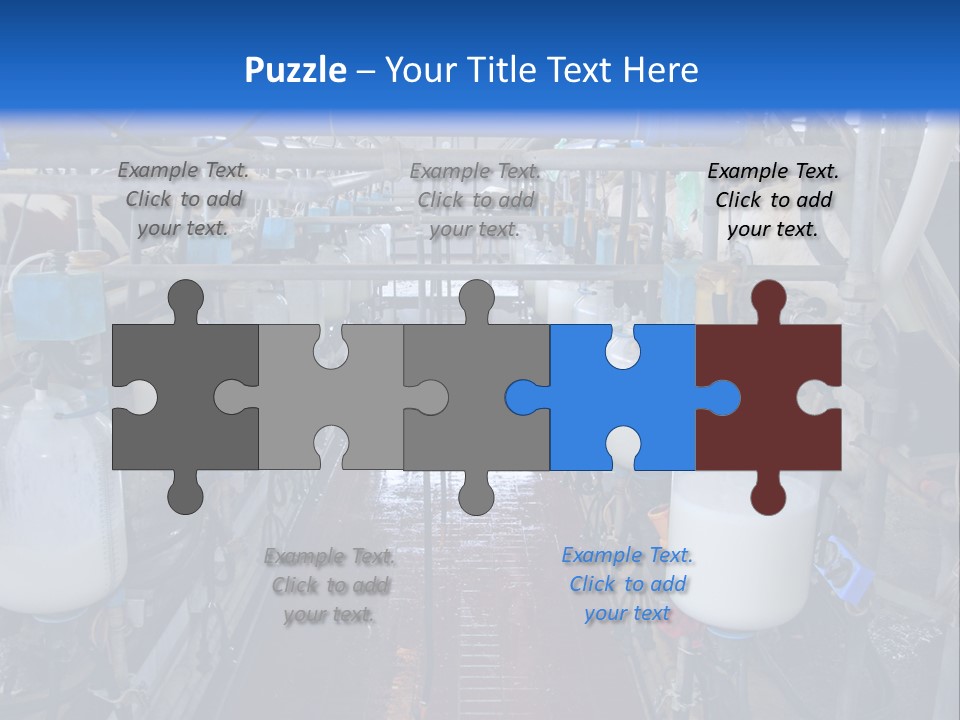 A Dairy Factory With Cows And Milk In Bottles PowerPoint Template