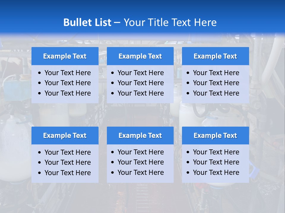 A Dairy Factory With Cows And Milk In Bottles PowerPoint Template
