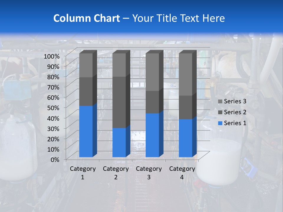 A Dairy Factory With Cows And Milk In Bottles PowerPoint Template