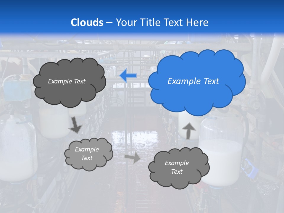 A Dairy Factory With Cows And Milk In Bottles PowerPoint Template