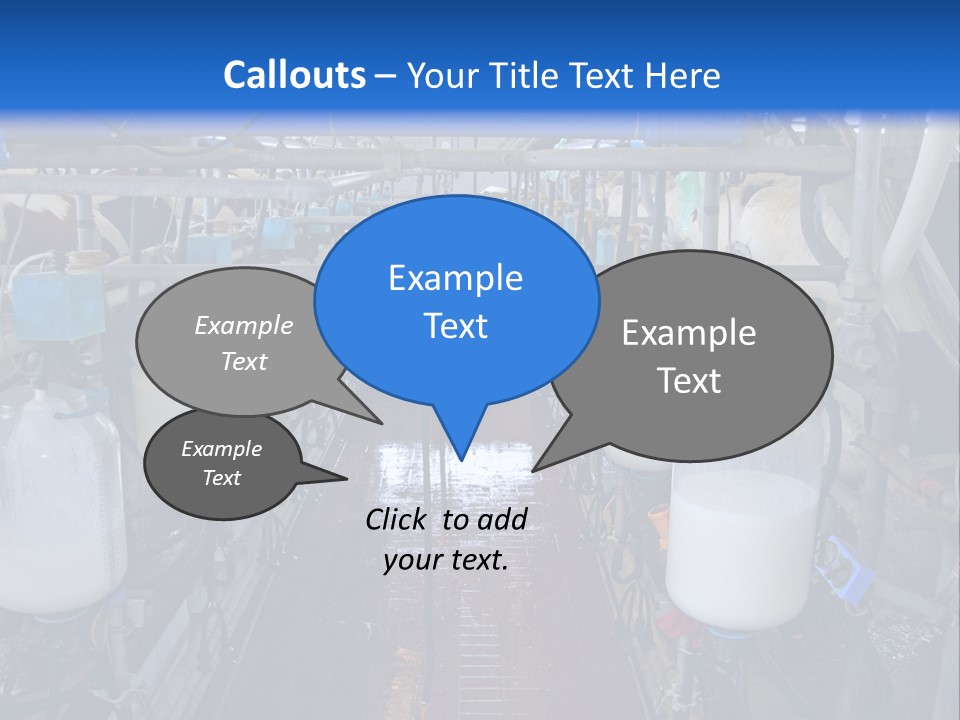 A Dairy Factory With Cows And Milk In Bottles PowerPoint Template