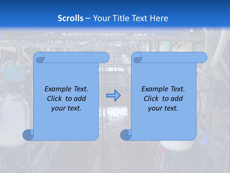 A Dairy Factory With Cows And Milk In Bottles PowerPoint Template