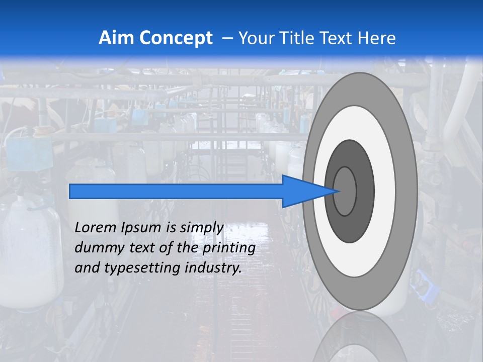 A Dairy Factory With Cows And Milk In Bottles PowerPoint Template