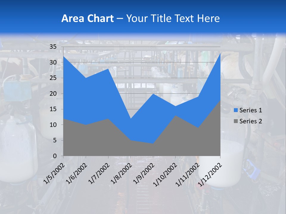 A Dairy Factory With Cows And Milk In Bottles PowerPoint Template