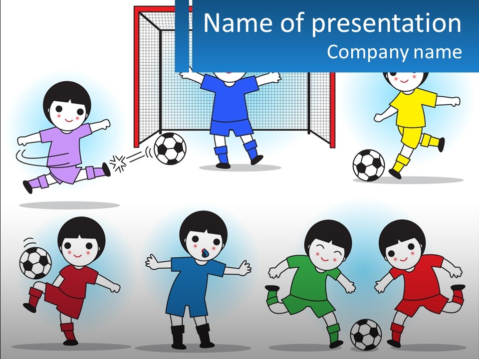 A Group Of Children Playing Soccer On A Field PowerPoint Template