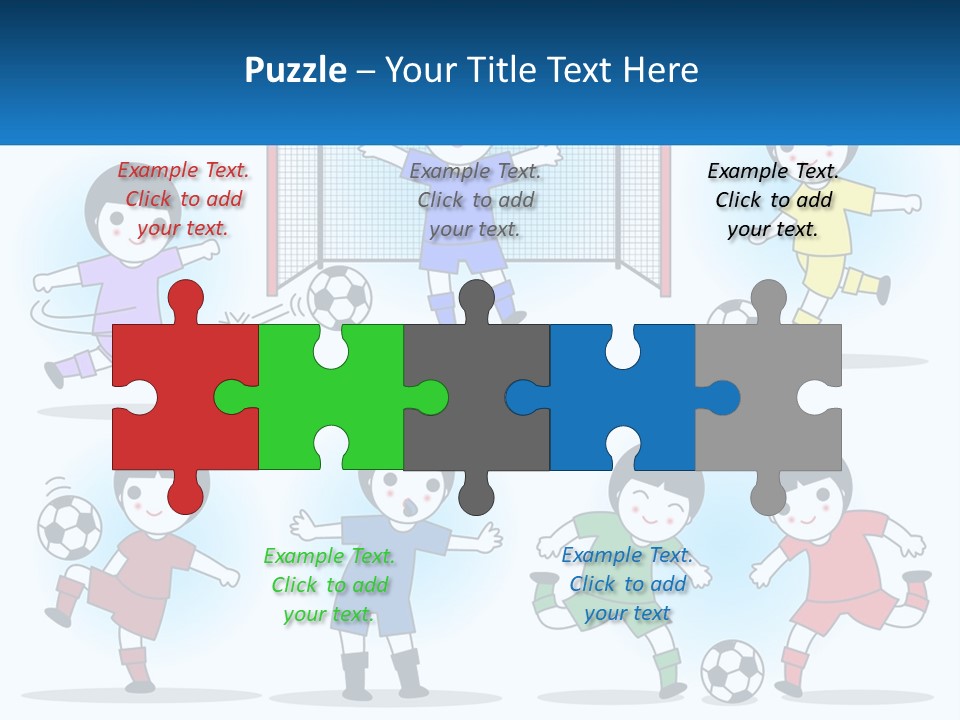 A Group Of Children Playing Soccer On A Field PowerPoint Template