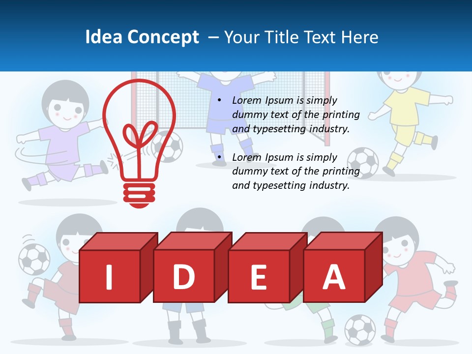 A Group Of Children Playing Soccer On A Field PowerPoint Template