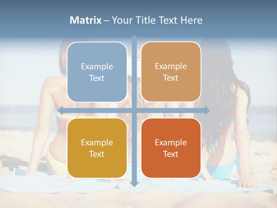 Three Women In Bikinis Sitting On The Beach PowerPoint Template