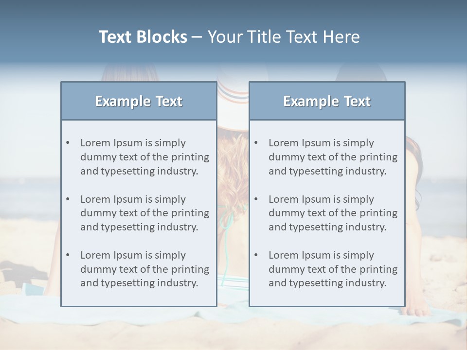 Three Women In Bikinis Sitting On The Beach PowerPoint Template
