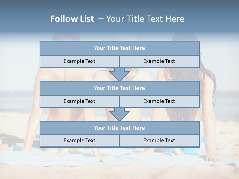 Three Women In Bikinis Sitting On The Beach PowerPoint Template