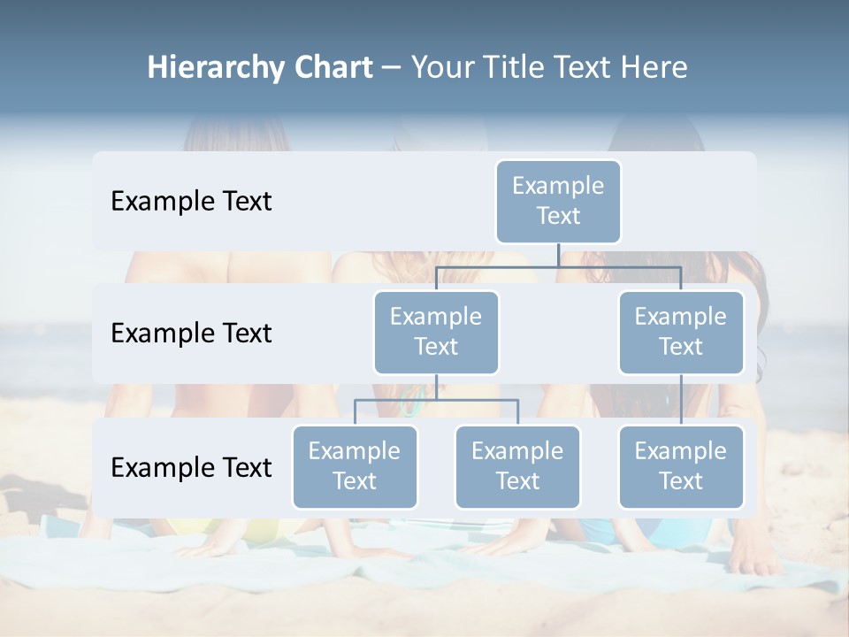 Three Women In Bikinis Sitting On The Beach PowerPoint Template