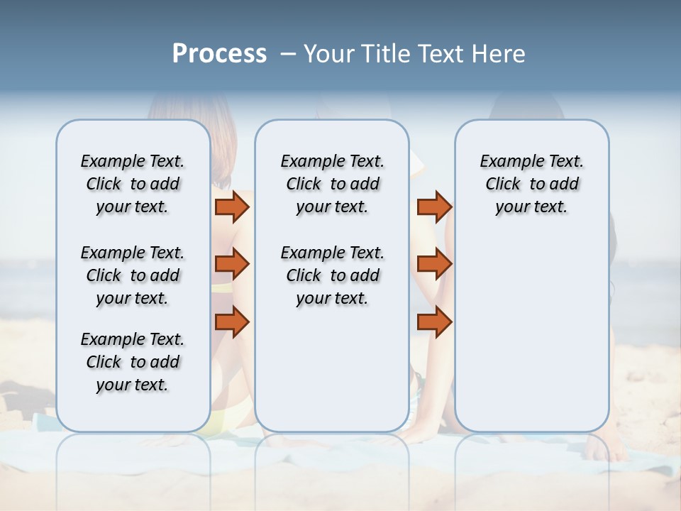 Three Women In Bikinis Sitting On The Beach PowerPoint Template