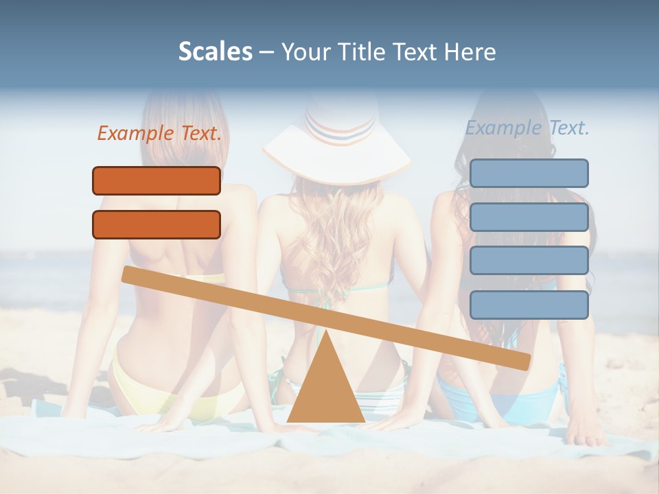 Three Women In Bikinis Sitting On The Beach PowerPoint Template