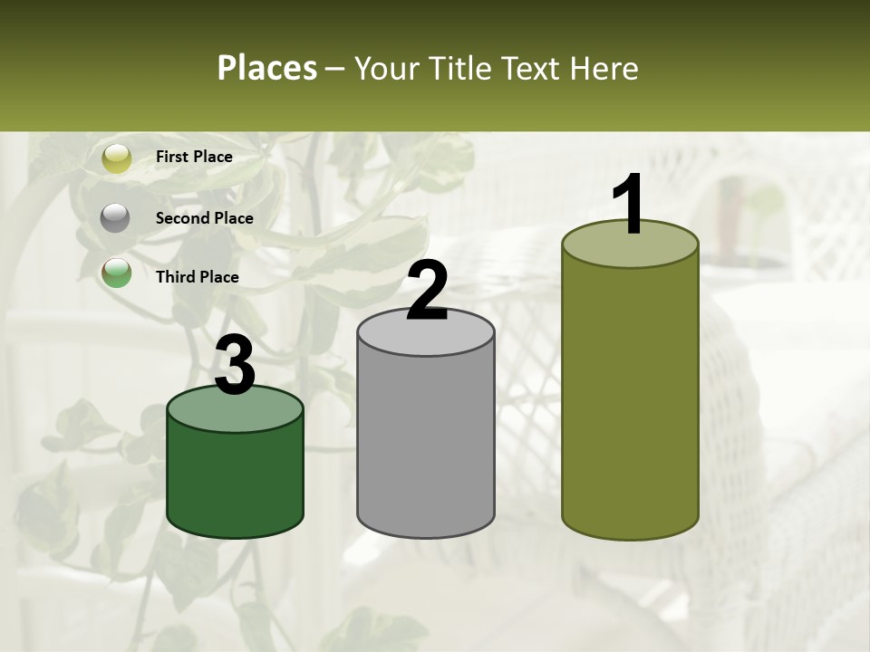 A White Wicker Chair With A Green Plant In Front Of It PowerPoint Template