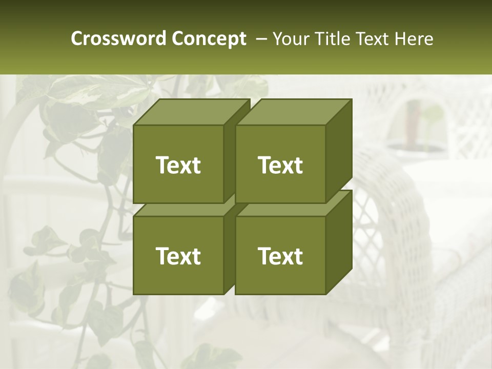A White Wicker Chair With A Green Plant In Front Of It PowerPoint Template