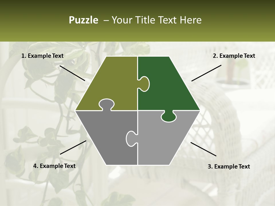A White Wicker Chair With A Green Plant In Front Of It PowerPoint Template