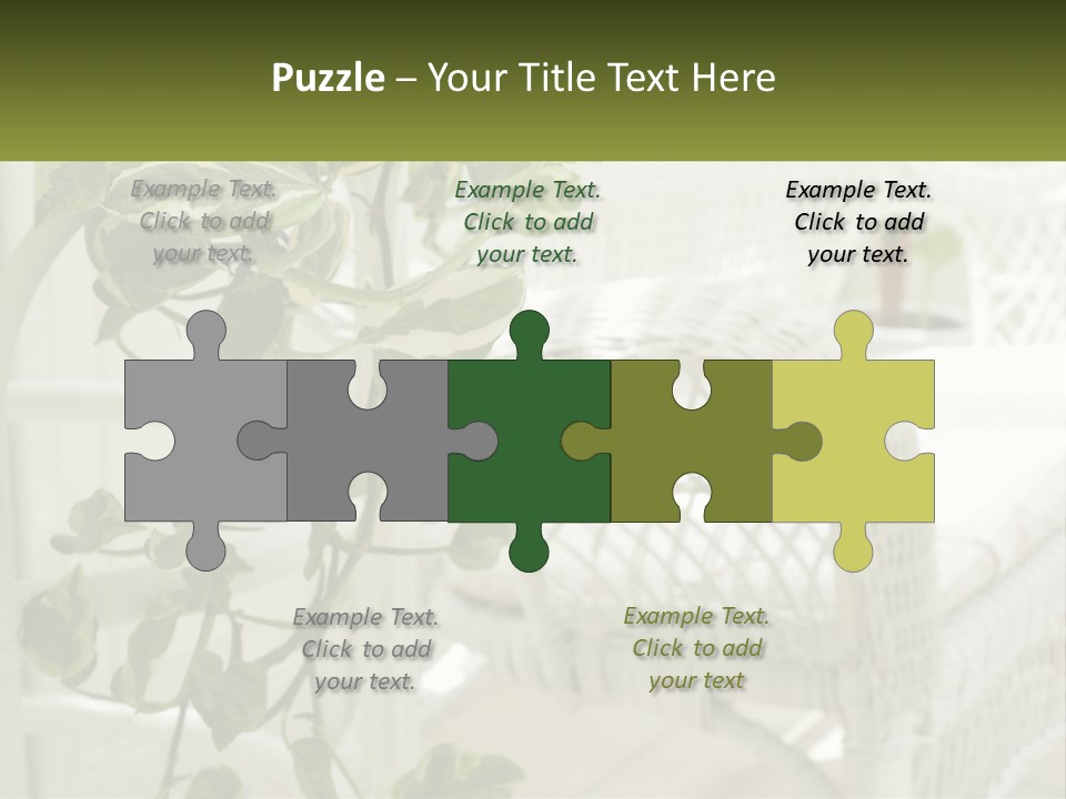 A White Wicker Chair With A Green Plant In Front Of It PowerPoint Template