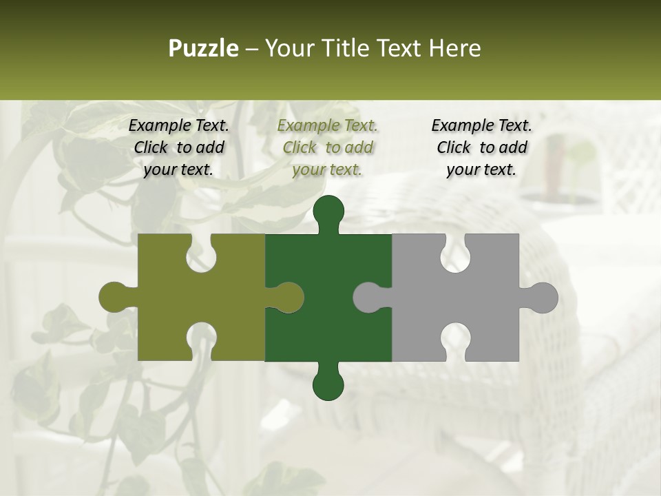 A White Wicker Chair With A Green Plant In Front Of It PowerPoint Template