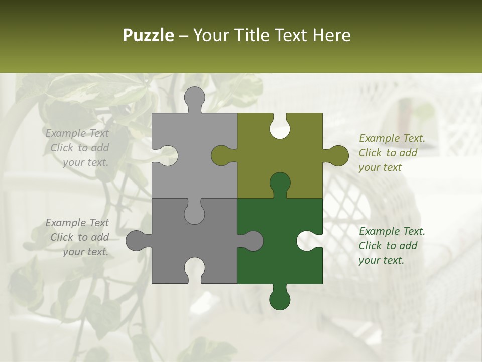 A White Wicker Chair With A Green Plant In Front Of It PowerPoint Template