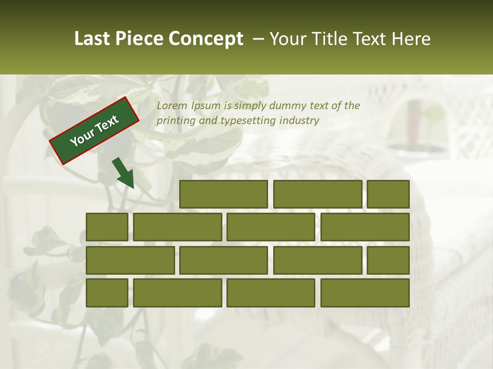 A White Wicker Chair With A Green Plant In Front Of It PowerPoint Template