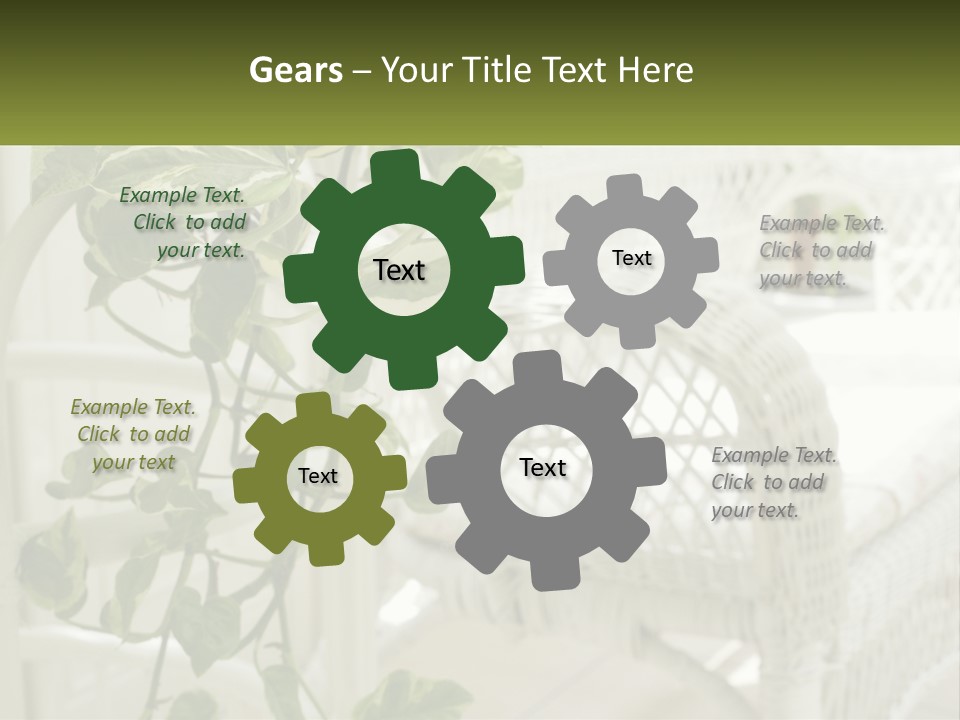 A White Wicker Chair With A Green Plant In Front Of It PowerPoint Template