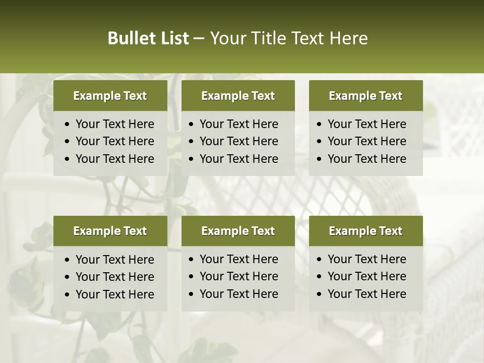 A White Wicker Chair With A Green Plant In Front Of It PowerPoint Template