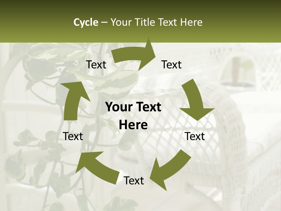 A White Wicker Chair With A Green Plant In Front Of It PowerPoint Template
