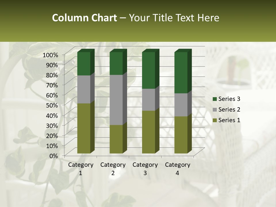 A White Wicker Chair With A Green Plant In Front Of It PowerPoint Template