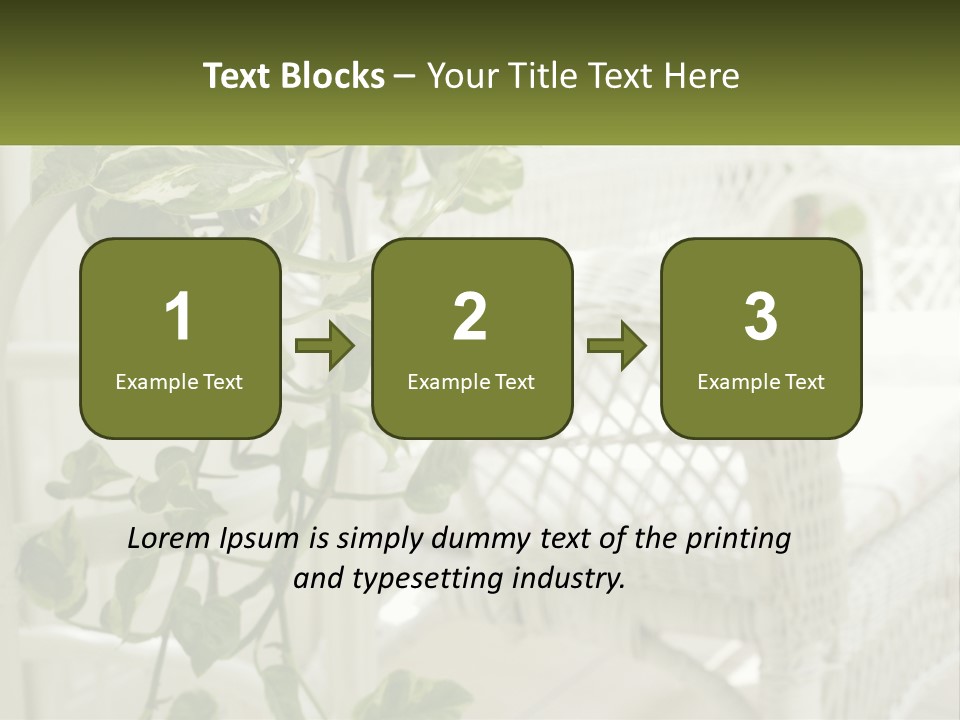 A White Wicker Chair With A Green Plant In Front Of It PowerPoint Template