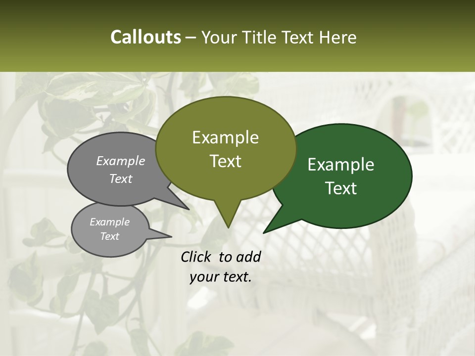 A White Wicker Chair With A Green Plant In Front Of It PowerPoint Template