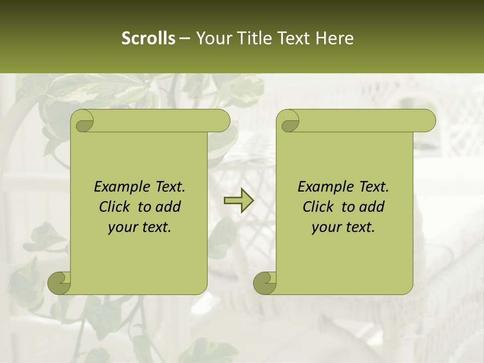 A White Wicker Chair With A Green Plant In Front Of It PowerPoint Template